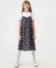 Платье для девочки Button Blue Платье, хлопок, флористический принт, размер 146, мультиколор
