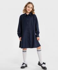 Платье для девочки Button Blue Платье с отрезной юбкой-трапецией синее (122)