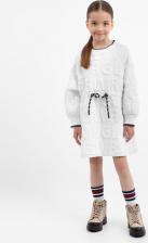 Платье для девочки Gulliver Платье с длинным рукавом из капитония белое для девочки, 110, 22403GMC5005