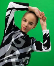 Платье для девочки Gulliver Платье с длинным рукавом из трикотажа и сетки чёрно-белое, 140, 22409GJC5003