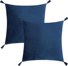 Постельная принадлежность Этель Чехол на подушку 2шт. с кисточками цвет синий, 45х45 см, 100% п/э, велюр