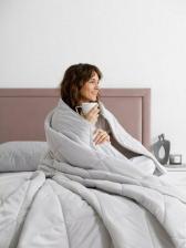 Постельная принадлежность Guten Morgen Одеяло 2 спальное Теплое 172x205 см, цвет: серый, наполнитель - силиконизированное волокно