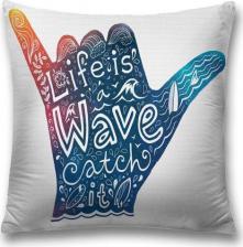 Постельная принадлежность JoyArty Наволочка декоративная "Жизнь это волна, поймай ее" на молнии, 45x45 см