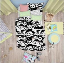 Постельная принадлежность Ночь Нежна Детское постельное белье "WAKE me WAKE" перкаль, Панды; размер 1.5 наволочки 70х70