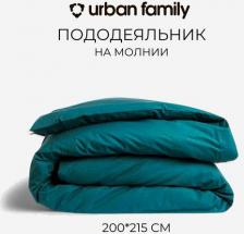 Постельная принадлежность Urban Family Пододеяльник на молнии 200х215 см, Темно-бирюзовый, Евро, перкаль, 100% хлопок