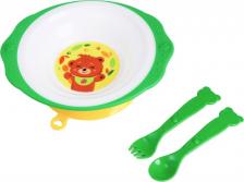 Набор посуды Mum&Baby Набор детской посуды "Медвежонок", тарелка на присоске 250мл, вилка, ложка