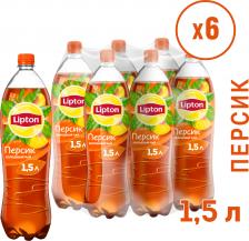 Прохладительный напиток Lipton Ice Tea Персик холодный чай, 6 штук по 1,5 л