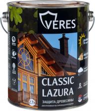 Пропитка Veres Декоративная пропитка для дерева Classic Lazura №4, матовая, 2,7 л, орех
