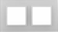 Рамка Эра 14-5102-01 Рамка для розеток и выключателей Elegance 14-5102-01 на 2 поста, стекло, Elegance, белый+белый, цена за 1 шт