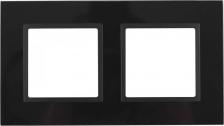 Рамка Эра 14-5102-05 14-5102-05 Рамка на 2 поста, стекло, Elegance, чёрный+антр, цена за 1 шт