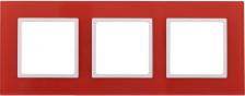Рамка Эра 14-5103-23 14-5103-23 Рамка на 3 поста, стекло, Elegance, красный+бел, цена за 1 шт