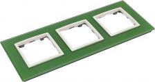 Рамка Эра 14-5103-27 14-5103-27 Рамка на 3 поста, стекло, Elegance, зелёный+сл.кость, цена за 1 шт
