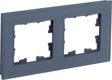 Рамка ИЭК BRITE Рамка 2-местная РУ-2-2-Бр стекло маренго матовый, цена за 1 шт