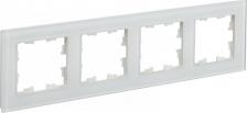 Рамка ИЭК BRITE Рамка 4-местная РУ-4-2-Бр стекло белый матовый, цена за 1 шт