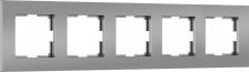 Рамка Werkel Рамка для розеток и выключателей на 5 постов Slab W0052965 серебро софт