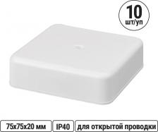 Распределительная коробка TDM Electric Распаячная коробка Коробка распределительная 75х75х20 ОП белая IP40 упаковка 10 штук SQ1401-0203