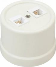 Розетка Bironi Розетка RJ45 компьютерная двойная CAT.5е, пластик, слоновая кость B1-302-211
