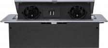 Розетка Cactus Блок розеток CS-SOCKET-EU/USBA-GY для столешницы 26.5x11.8x6.5см серый