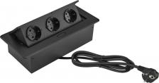Розетка Cactus Блок розеток CS-SOCKET-EU3-BK для столешницы 26.5x11.8x6.5см черный
