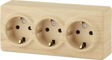 Розетка Эра 11-2209-11 11-2209-11 Розетка 3х2P+E Schuko со шторками, 16A-250В, IP20, ОУ, Эксперт, сосна, цена за 1 шт