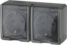 Розетка Эра 11-2403-03 11-2403-03 Розетка 2х2P+E IP54, 16A-250В, ОУ, Эксперт, серый, цена за 1 шт