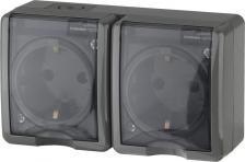 Розетка Эра 11-2404-03 11-2404-03 Розетка 2х2P+E IP54, шторки, 16A-250В, ОУ, серый, цена за 1 шт