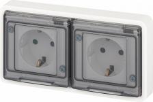 Розетка Эра 11-2524-01 Розетка Эксперт 11-2524-01 2х2P+E гориз. IP55, шторки, 16A-250В, СУ, белый, цена за 1 шт