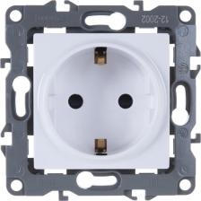 Розетка Эра 12-2002-01 12-2002-01 Розетка 2P+E Schuko со шторками, 16A-250В, IP20, без м.лапок, Эра12, белый, цена за 1 шт