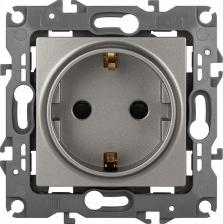 Розетка Эра 12-2102-16 Розетка Серия 12 12-2102-16, 2P+E Schuko со шторками, 16А-250В, Эра12, титан, цена за 1 шт