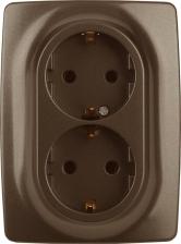 Розетка Эра 12-2108-13 12-2108-13 Розетка 2X2P+E Schuko со шторками, 16A-250В, IP20, Эра12, бронза, цена за 1 шт