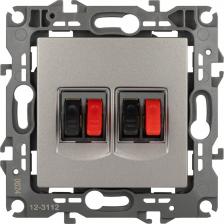 Розетка Эра 12-3112-16 Розетка Серия 12 12-3112-16 аудио двойная, титан, цена за 1 шт
