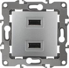 Розетка Эра 12-4110-03 12-4110-03 Устройство зарядное USB, 230В/5В-2100мА, IP20, Эра12, алюминий, цена за 1 шт