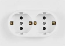 Розетка Gusi Electric Розетка двойная встраиваемая с заземлением со шторкой цвет белый