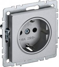 Розетка ИЭК BRITE Розетка 1-местная с заземлением без защитных шторок 16А РС11-1-0-БрА алюминий, цена за 1 шт