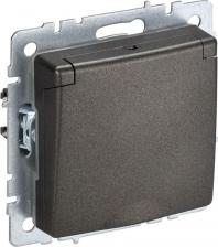 Розетка ИЭК BRITE Розетка 1-местная с заземлением с защитными шторками и крышкой 16А IP20 РСбш10-3-БрТБ темная бронза, цена за 1 шт