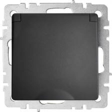 Розетка ИЭК BRITE Розетка 1-местная с заземлением с защитными шторками и крышкой 16А IP44 РСбш10-3-44-БрГ графит, цена за 1 шт