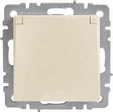 Розетка ИЭК BRITE Розетка 1-местная с заземлением с защитными шторками и крышкой 16А IP44 РСбш10-3-44-БрКр бежевый, цена за 1 шт