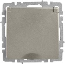 Розетка ИЭК BRITE Розетка 1-местная с заземлением с защитными шторками и крышкой 16А IP44 РСбш10-3-44-БрС сталь, цена за 1 шт