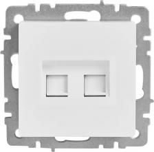 Розетка ИЭК BRITE Розетка двойная RJ11+RJ45 кат.5E РК/Т12-БрБ белый, цена за 1 шт