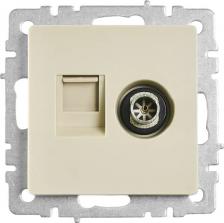 Розетка ИЭК BRITE Розетка двойная TV+RJ45 кат.5E РТВ/РК12-БрКр бежевый, цена за 1 шт