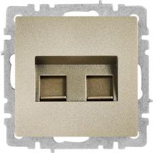 Розетка ИЭК BRITE Розетка компьютерная двойная RJ45 кат.5E РК10-2-БрШ шампань, цена за 1 шт