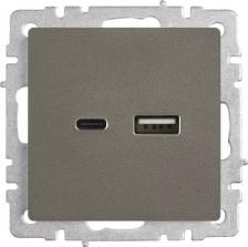 Розетка ИЭК BRITE Розетка USB A+C 18Вт РЮ11-1-БрС сталь, цена за 1 шт