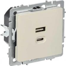 Розетка ИЭК BRITE Розетка USB A+C 45Вт высокоскоростная зарядка РЮ11-2-БрКр бежевый, цена за 1 шт