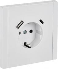 Розетка ИЭК FORTE&PIANO Розетка 1-местная с заземлением с защитными шторками винтовое крепление 16А USB A+C 18Вт FP247 белый, цена за 1 шт