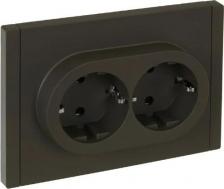 Розетка ИЭК FORTE&PIANO Розетка 2-местная с заземлением с защитными шторками безвинтовое крепление 16А FP323 серый, цена за 1 шт