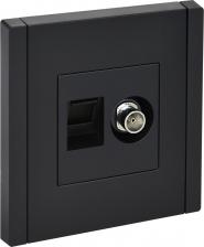 Розетка ИЭК FORTE&PIANO Розетка двойная TV+RJ45 кат.5E FP136 черный, цена за 1 шт