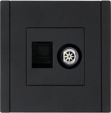 Розетка ИЭК FORTE&PIANO Розетка двойная TV+RJ45 кат.6 FP137 черный, цена за 1 шт