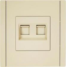 Розетка ИЭК FORTE&PIANO Розетка компьютерная двойная RJ45 кат.5E FP433 ваниль, цена за 1 шт