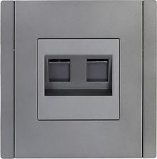 Розетка ИЭК FORTE&PIANO Розетка компьютерная двойная RJ45 кат.5E FP533 сталь, цена за 1 шт