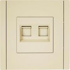Розетка ИЭК FORTE&PIANO Розетка компьютерная двойная RJ45 кат.6 FP434 ваниль, цена за 1 шт